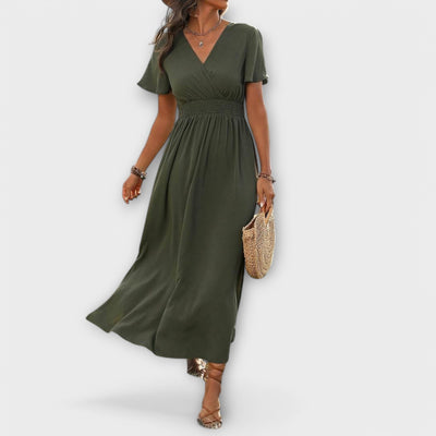 Heather - Elegantní Boho Šaty s Výstřihem do V a Dlouhými Rukávy