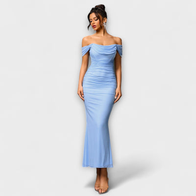 Ione - Šaty Bodycon s odhalenými rameny a řasením
